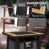 Outsunny Propane Gas Fire Pit Table, 50000 BTU Smokeless Firepit Outdoor Patio Heater with Waterproof Cover, Glass Beads and Lid, 71 x 71 x 66.5cm, Dark Grey