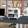 HOMCOM 2-Tier Printer Stand with Storage, Under Desk Printer Cart on Wheels with 3 Compartments, Desktop Printer Table for Home Office, White