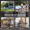 Outsunny Folding Garden Table, 180 x 75cm Rectangular HDPE Outdoor Picnic Table for 6, Metal Frame for Patio, Park, White
