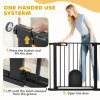PawHut Dog Gate with Cat Flap Pet Safety Gate Barrier, Stair Pressure Fit, Auto Close, Double Locking, for Doorways, Hallways, 75-103 cm Black