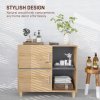 HOMCOM Bathroom Storage Unit, Bathroom Storage Cabinet, Freestanding Bathroom Cabinet with Open Compartments and Double Doors