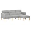 HOMCOM Upholstered 3 Seater Sofa Bed, Corner Reversible Click Clack Sofa Set, Linen-Touch Fabric Sleeper Futon with Footstool, Light Grey