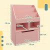 HOMCOM Kids Bookshelf with Storage Drawer, Children's Bookcase with Wheels, Toy Organiser for Bedroom, Playroom - Pink