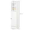 kleankin Slim Bathroom Storage Cabinet with 2 Open Shelves and Toilet Paper Roll Holder, Freestanding Bathroom Storage Unit with Adjustable Shelf, 23 x 18 x 100 cm, White