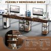 HOMCOM Computer Desk with Power Outlets, 120cm Home Office Desk with 3 Fabric Drawers and 4 Storage Shelves, Study Table Workstation for Bedroom