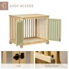 PawHut Wooden Dog Crate End Table w/ Double Doors, Furniture Style Dog Crate for Medium Dogs, Indoor Use w/ Soft Washable Cushion