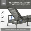 Outsunny Patio Rattan Sun Lounger, Dual Wicker Weave Outdoor Single Reclining Chair Furniture, 5-Level Adjustable Backrest w/ Removeable & Washable Cushion, Mixed Grey