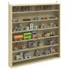 HOMCOM 7-Tier Wall Mounted Display Cabinet, Display Case with 6 Adjustable Shelves, Glass Doors for Home Office Ornaments 83x80cm, Oak