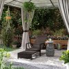 Outsunny PE Rattan Sun Lounger, Garden Lounger with 4-Level Adjustable Backrest, Outdoor Sunbed with Retractable Footrest for Balcony, Beach, Patio, Mixed-brown