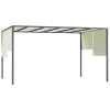 Outsunny 3 x 4m Metal Pergola with LED Lights, Outdoor Garden Pergola with Sliding Roof, Solar Powered, for BBQ, Cream White