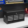 HOMCOM 6 Drawer Tool Chest, Lockable Metal Tool Box with Top Case, Ball Bearing Runners, Portable Toolbox, 600mm x 260mm x 340mm, Black