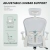 Vinsetto High Back Office Chair, Mesh Computer Desk Chair with Rotatable Headrest, 4D Lumbar Support, Flip-up Arm, Adjustable Height, White