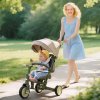 AIYAPLAY Kids Trike, Foldable Toddler Tricycle 5 in 1 with Adjustable Parent Handle & Removable Canopy, 5-point Safety Harness, Footrest, Storage Bag, for Ages 1-3 Years, Dark Green