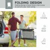 Outsunny Set of 2 Patio Folding Chair Set, Garden Portable Outdoor Chairs with Armrest and Breathable Mesh Fabric Seat and Backrest, for Camping, Beach, Deck, Lawn, Grey