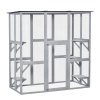PawHut Large Outdoor Cat House, Walk-in Cat Enclosure, Wooden Catio with 6 Jumping Platforms, Waterproof Asphalt Roof