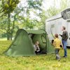 Outsunny 3 Man Camping Tent with Living Area and 2 Bedrooms, 3000mm Waterproof Family Tent with Sewn-in Groundsheet and bag, Portable Dome Shelter  for Hiking, Festival, Backpacking, Green