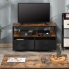 HOMCOM TV Stand Cabinet up to 47-inch, TV Unit with 2 Foldable Linen Drawers, Open Shelf for Living Room, Bedroom, Entertainment Room