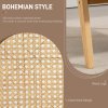 HOMCOM Armchair, Fabric Accent Chair with Rattan Back, Rubber Wood Frame and Padded Seat Cushion for Living Room, Bedroom, Home Office, Cream White Finish