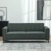 HOMCOM 3 Seater Sofa, Modern Fabric Sofa Couch, Channel Tufted Upholstered Sofa Settee for Living Room, Guest Room, Bedroom, Home Office, Charcoal Grey