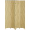 HOMCOM 4-Panel Room Dividers, Wave Fibre Freestanding Folding Privacy Screen Panels, Partition Wall Divider for Indoor Bedroom Office, 170?cm, Brown