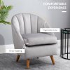 HOMCOM Velvet Armchair, Modern Accent Chair, Upholstered Tub Chair with Solid Wood Legs and Seat Cushion for Living Room, Grey