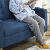 HOMCOM Modern 2 Seater Sofa with Hidden Storage, 117cm Tufted Cotton Couch with Wood Legs, Compact Loveseat for Living Room, Kitchen