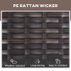 Outsunny 3 Pieces PE Rattan Patio Lounge Chair Set, Outdoor Recliner Lounge Chairs with Wheels, for Outside with Cushions, Headrest, Coffee Table for Garden, Poolside, Brown