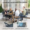 Outsunny Garden Chairs Set of 4, Stackable Rattan Effect Dining Chairs with Armrest, Weather Resistant and Lightweight Outdoor Furniture Armchairs for Patio, Balcony, Terrace, Dark Grey