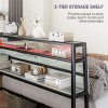 HOMCOM 5ft King Size Bed Frame with LED Lights and Charging Station, Platform Bed Frame with Storage Headboard, Steel Slat Support, No Box Spring Needed, Easy Assembly, Cement Grey