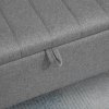 HOMCOM Storage Ottoman with Flip Top, Rectangular Upholstered Bench, Linen Feel Fabric Footstool with Steel Legs for Living Room, Bedroom