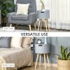 HOMCOM Modern Side Table with Hidden Storage Space, Round Night Stand with Removable Tray Wood Frame End Coffee Table for Living Room