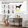 PawHut Dog Crate Furniture, Dog Cage End Table Indoor with 3 Doors, Furniture Style Dog Crate with Soft Washable Cushion, for Large Dogs, 100L x 60W x 68Hcm