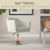 HOMCOM Swivel Linen Fabric Accent Chair for Living Room Contemporary Vanity Armchair with Adjustable Height Thick Cushion Lumbar Support Armrest for Bedroom Office Cream White