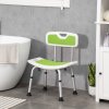 HOMCOM Shower Chair for the Elderly and Disabled, 6-Level Height Adjustable Shower Stool with Backrest, Curved Seat, Anti-slip Foot Pads and Shower Head Holder