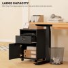 HOMCOM 60cm Filing Cabinet with Drawer, Open Shelf, Metal Handles and 4 Wheels, Office Home Organiser Mobile Printer with Two Locks