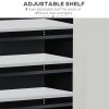 HOMCOM High Gloss Shoe Cabinet with White Doors and Open Shelves, Hallway Shoe Cupboard Storage Organiser for 15 Pairs of Shoes, Grey