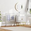 kleankin Round Bathroom LED Mirror, Dimmable Lighted Wall-Mounted Mirror with 3 Temperature Colours, Time Display, Memory Function, Hardwired, Gold