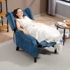HOMCOM Recliner Armchair, Vintage Reclining Chair with Nail Head Trim, Wingback Chair with Button Tufted Back and Footrest, for Living Room, Royal Blue
