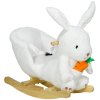 HOMCOM Kids Rocking Horse, Plush Rabbit-Shaped Baby Rocking Animal w/ Carrot Toy, Safety Harness, Realistic Sounds, Foot Pedals, for Toddlers Aged 18-36 Months - White