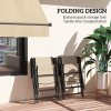 Outsunny Set of 4 Folding Chair, Garden Chair Set with Breathable Mesh Back and Seat, Outdoor Camping Chairs with Armrests, Steel Frame for Deck Balcony, Brown