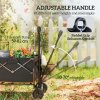 Outsunny 160L Festival Trolley on Wheels, Folding Camping Trolley Cart w/ Tailgate, 100kg Heavy Duty Garden Collapsible Folding Wagon w/Adjustable Handle, Carry Bag for Beach Picnic, Black and Orange