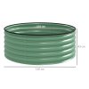 Outsunny Galvanised Raised Garden Bed with Safety Edging, Outdoor Raised Planter Box with Gloves and Open Bottom, Metal Raised Bed for Flowers, Vegetables and Herbs, 120 x 120 x 43cm, Light Green