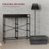 HOMCOM Bedroom Chest of Drawers, Fabric Dresser with 6 Drawers, Storage Organiser Unit with Open Shelf and Metal Frame for Living Room, Entryway
