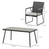 Outsunny 6 Seater Garden Dining Set with Soft Cushions, Rattan Backrest, Rectangular Plastic Top, Garden Furniture Set, Outdoor Dining Table and Chairs for Patio, Balcony, Poolside, Grey