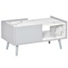 HOMCOM White Coffee Table with Faux Marble Top, 2-Tier Wood Center Table Sofa Table with Storage Drawer and Shelf for Home Living Room Reception Room