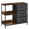 HOMCOM Chest of Drawers Storage  Dresser Cabinet Organizer with 3 Fabric Drawers and 2 Display Shelves for Living Room, Bedroom, Hallway