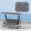 Outsunny Garden Swing Canopy Replacement 3 Seater, Waterproof Garden Swing Seat Canopy Cover, Windproof Anti-UV Sun Shade (Canopy Only) for Patio, Balcony, Dark Grey