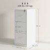 HOMCOM 3 Drawer Filing Cabinet, Vertical File Cabinet with Adjustable Hanging Bar for A4 and Letter Size, Steel Printer Stand for Home Office, Cream White