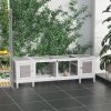 PawHut Wooden Rabbit Hutch Separable Guinea Pig Hutch Bunny Run Small Bunny House for Indoor Use w/ Slide Out Tray, 161 x 50.5 x 53.3cm - (Grey)