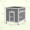 PawHut Wooden Duck House, Raised Poultry Coop with Ramp, Double Doors, Openable Asphalt Roof, Ventilation Holes, Removable Base, for 2-4 Ducks, Chickens, Geese, Light Grey